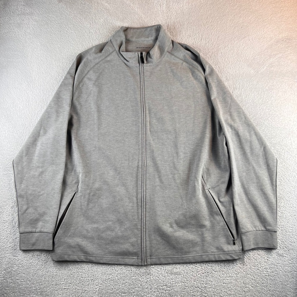 Mizzen+Main Mens Full Zip Performance Jacket Gray XXL Mock Neck Stretch 2935